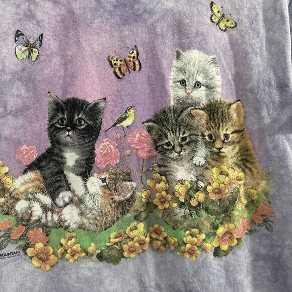 3D Tees By The Mountain Kittens Floral Purple Shirt Womens Size M 38/40 Y2K - Picture 6 of 7